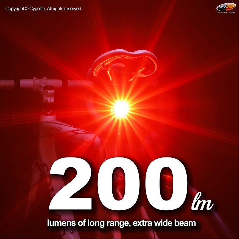 Cygolite Hotshot Proâ€“ 200 Lumen Bike Tail Light [HARD MOUNT VERSION]â€“ 6 Night & Daytime Modesâ€“ User Adjustable Flash Speeds- Compact Designâ€“ IP64 Water Resistantâ€“ USB Rechargeableâ€“Great for Busy Roads - Image 2